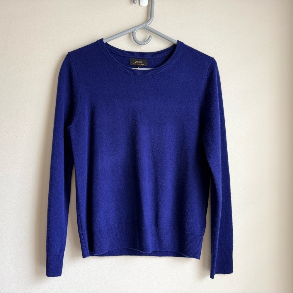 Quince Women’s Mongolian Cashmere Crewneck Sweater in Ocean Blue